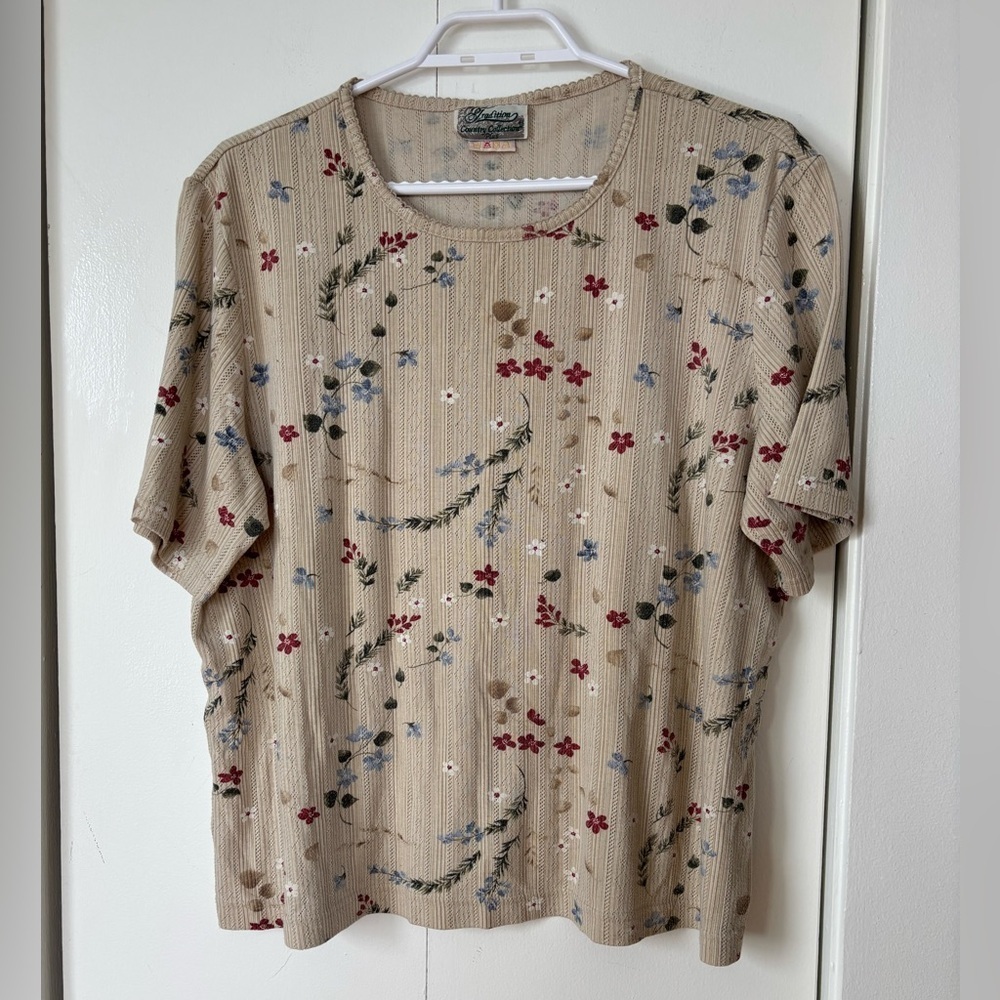 🎉4/30$🎉 Vintage Floral Knit Tee – Size 1X